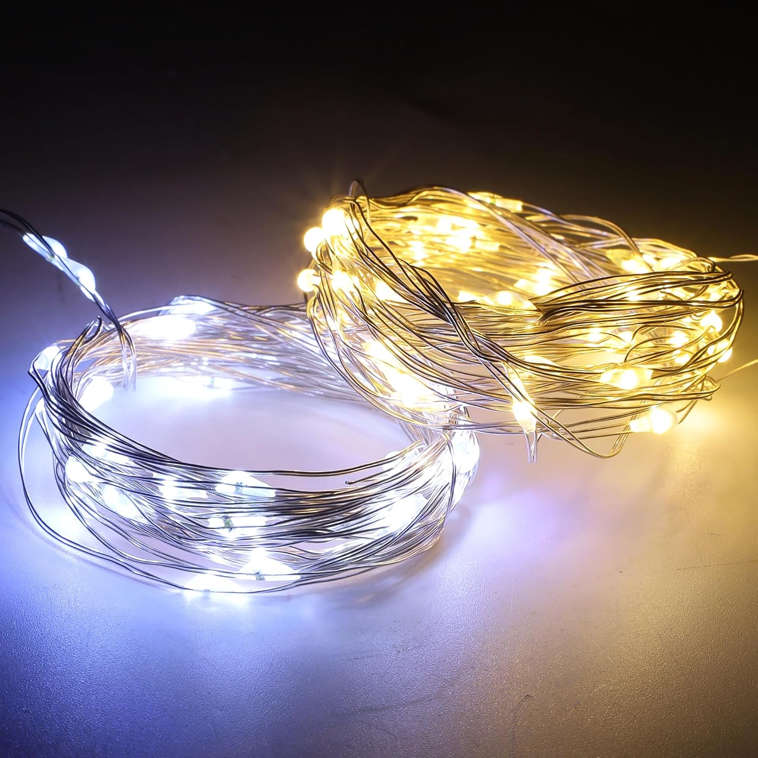 WATERGLIDE 12 Pack Fairy Lights - Battery Operated 20 LED Mini String Lights | Waterproof Silver Wire for Wedding & Party Decor