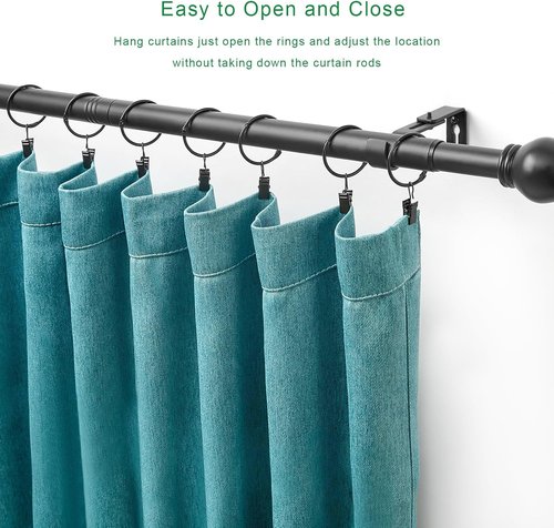 LLPJS Openable Curtain Rings - Durable Drapery Clips with Hooks | 1.26" Interior Diameter, Black, Set of 36