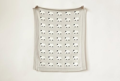 Creative Co-Op Grey Cotton Knit Sheep Blanket