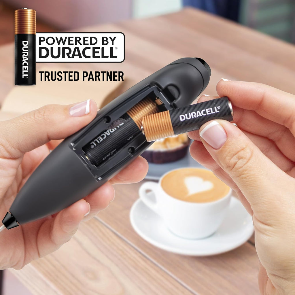 Zulay Kitchen Milk Frother Wand - Ultra-Fast Handheld Electric Whisk for Coffee & Lattes - Executive Black with 4 AA Batteries