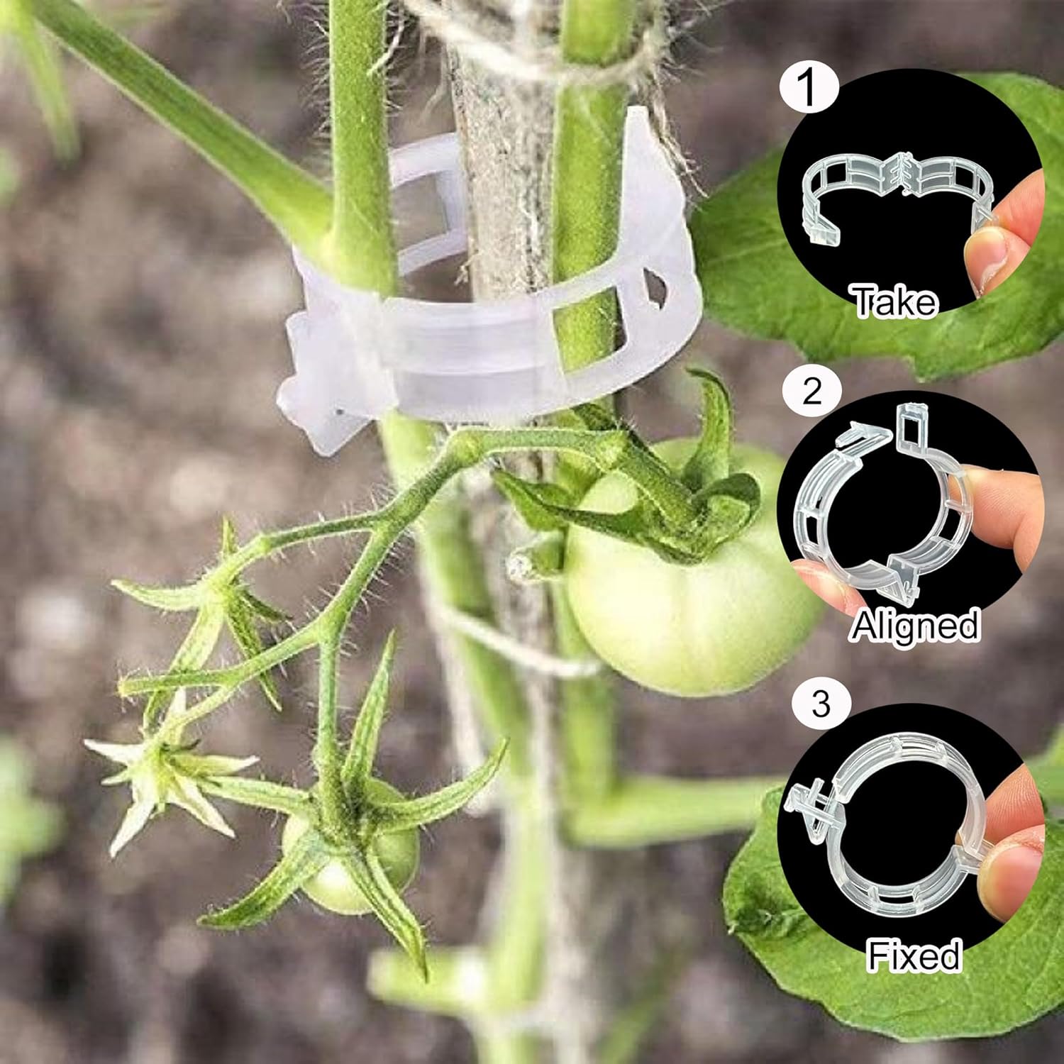 Skiennix 100 Pcs Plant Clips - Durable Adjustable Support for Climbing Plants, Tomatoes & Vegetables