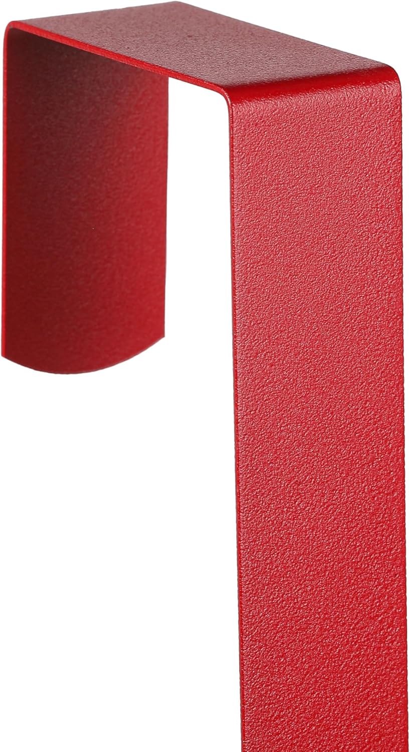 Sattiyrch 15" Wreath Hanger - Sturdy Steel Over The Door Hook for Front Door Decor (Red, 4")