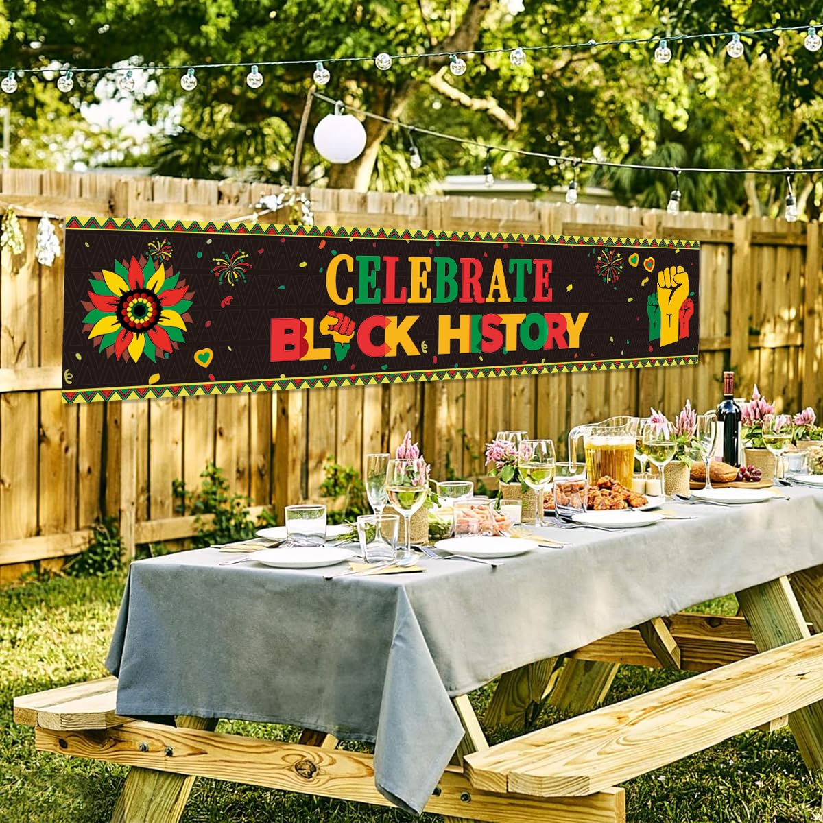 FHGG Black History Month Backdrop Decorations Banner Celebrate Black History Bunting Photography Supplies African American Party Garland African BHM Worthwhile Afro Party Supplies
