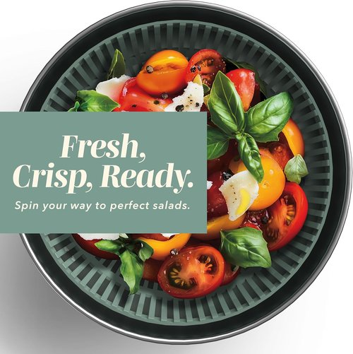 COOK WITH COLOR Stainless Steel Salad Spinner - 5 Qt. Easy Lettuce Washer & Vegetable Dryer - Non-Slip Base & Auto Stop Brake