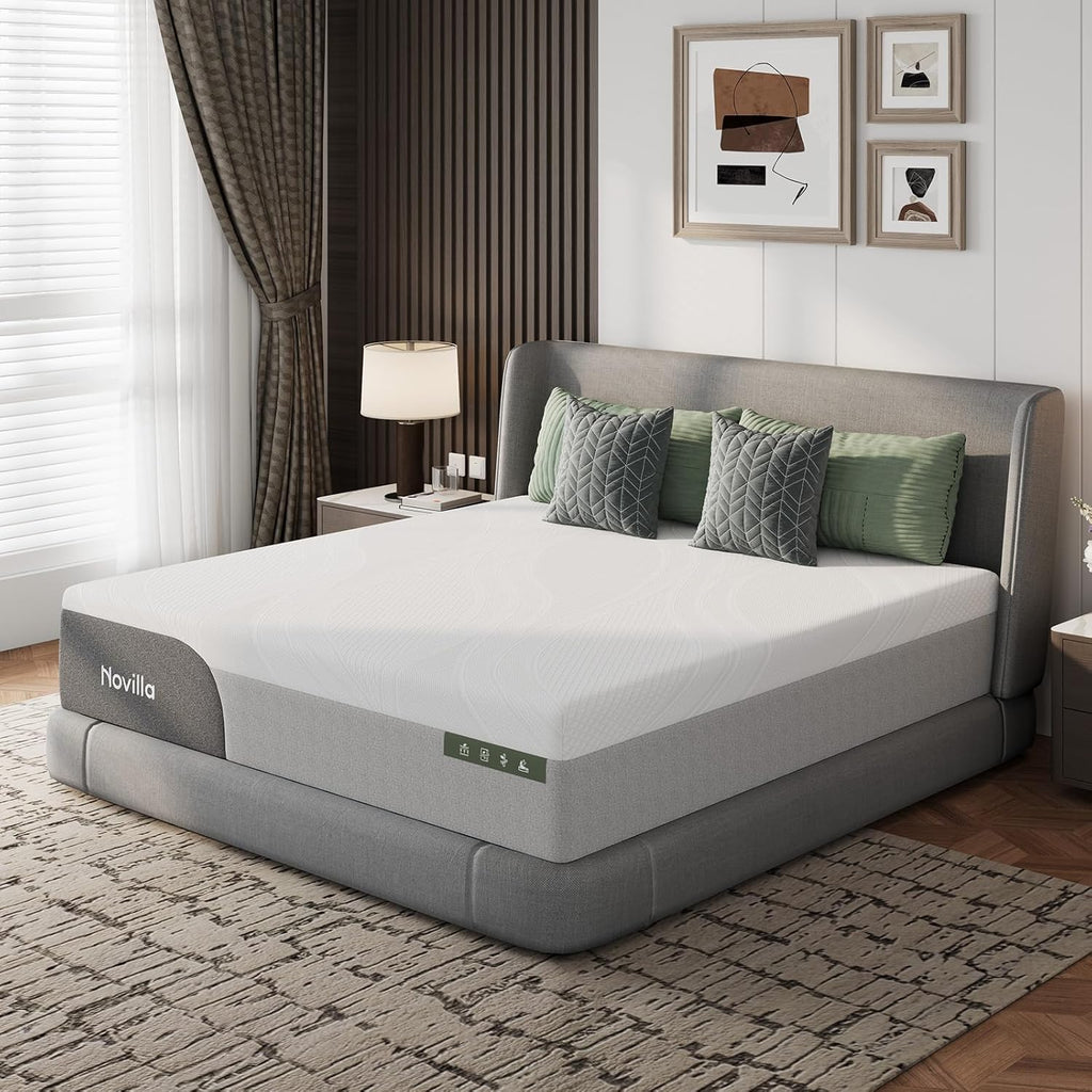 Novilla Queen Mattress - 14 Inch Gel-Infused Memory Foam for Pain Relief & Spinal Support | Cool-Touch Cover