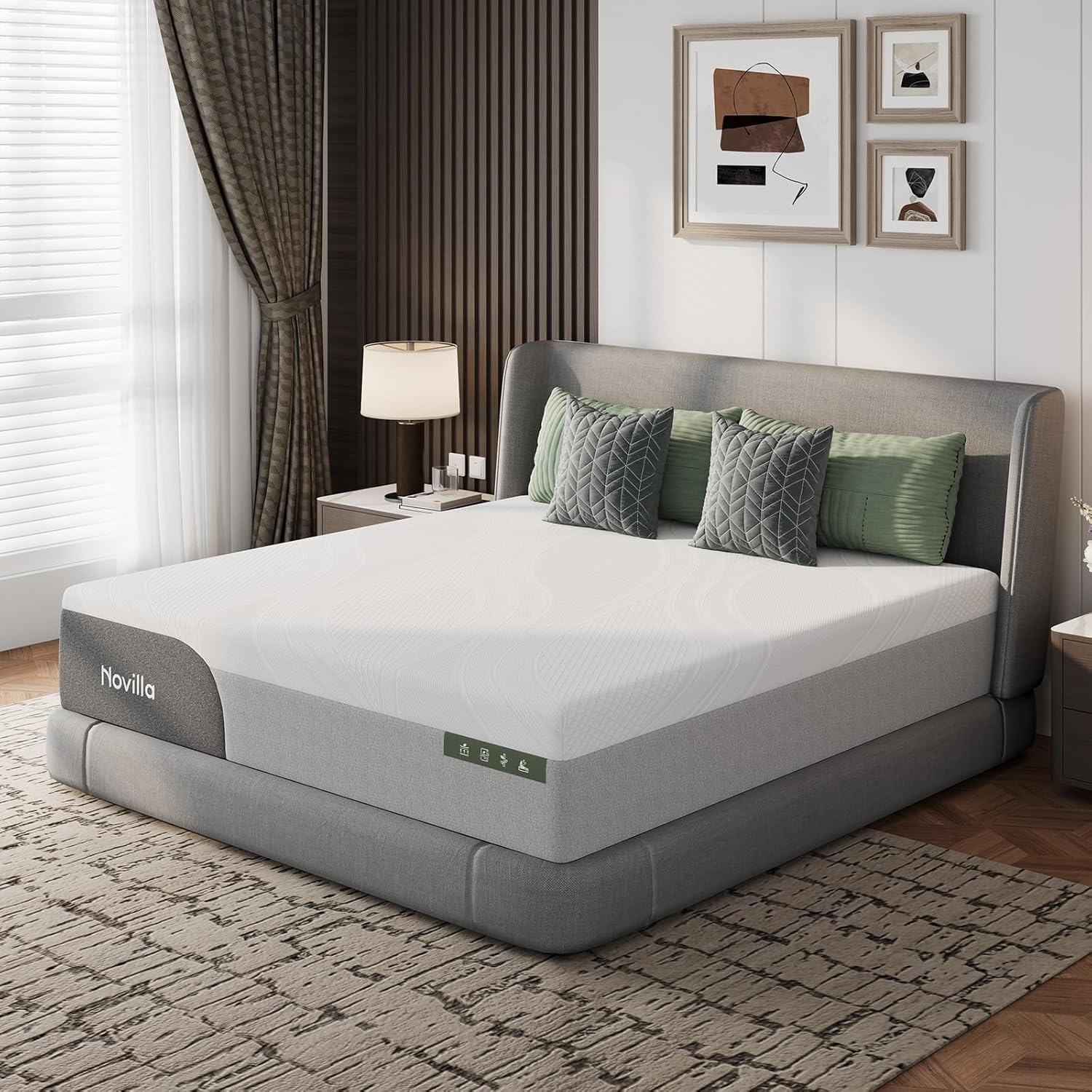 Novilla Queen Mattress - 14 Inch Gel-Infused Memory Foam for Pain Relief & Spinal Support | Cool-Touch Cover