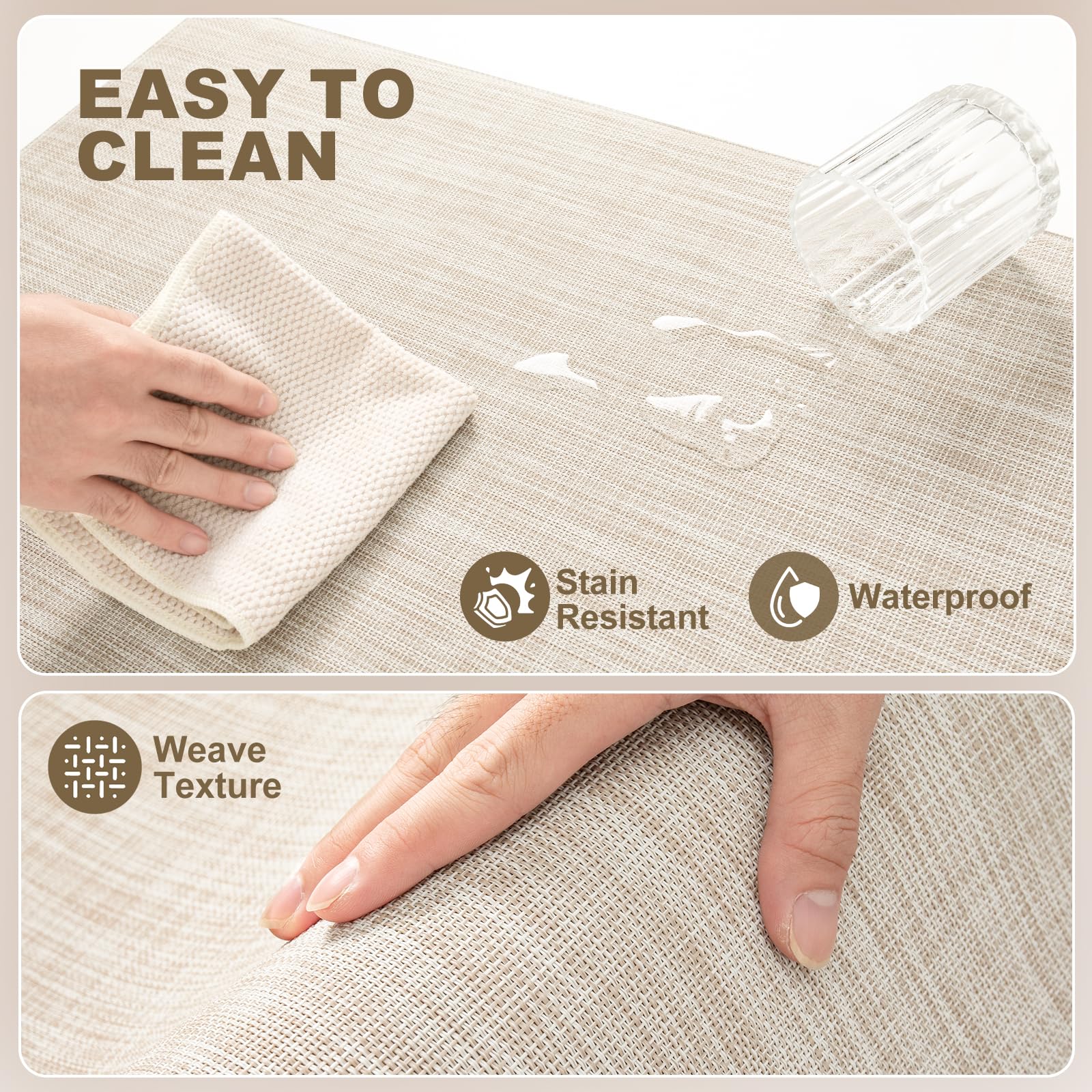 Collive Kitchen Mats for Floor 2PCS, Cushioned Anti Fatigue Rugs Non Slip Waterproof Kitchen Sink Mat, Memory Foam Comfort Standing Mats for Desk, Office, Home Decor, 20" x 47" + 20" x 32", Beige