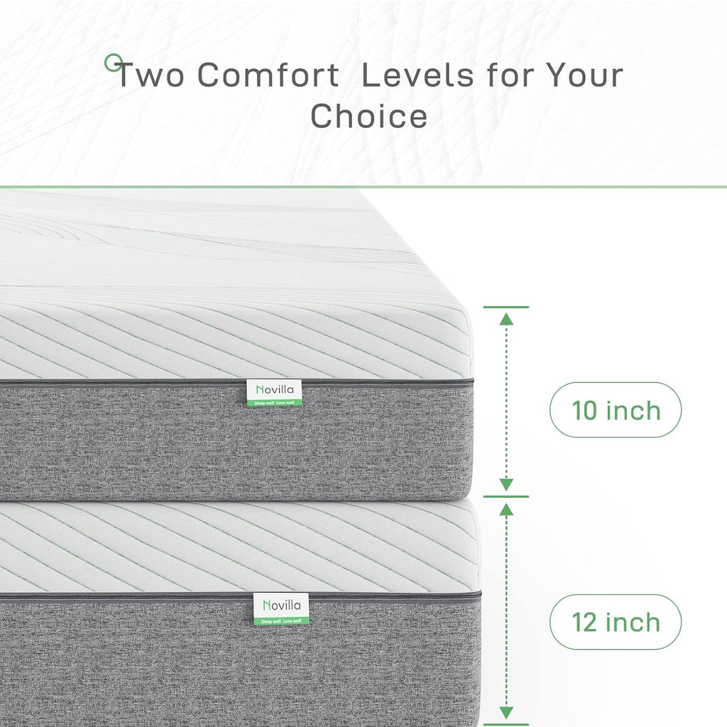 Novilla California King Mattress - 10-Inch Gel Memory Foam for Pressure Relief | CertiPUR-US Certified