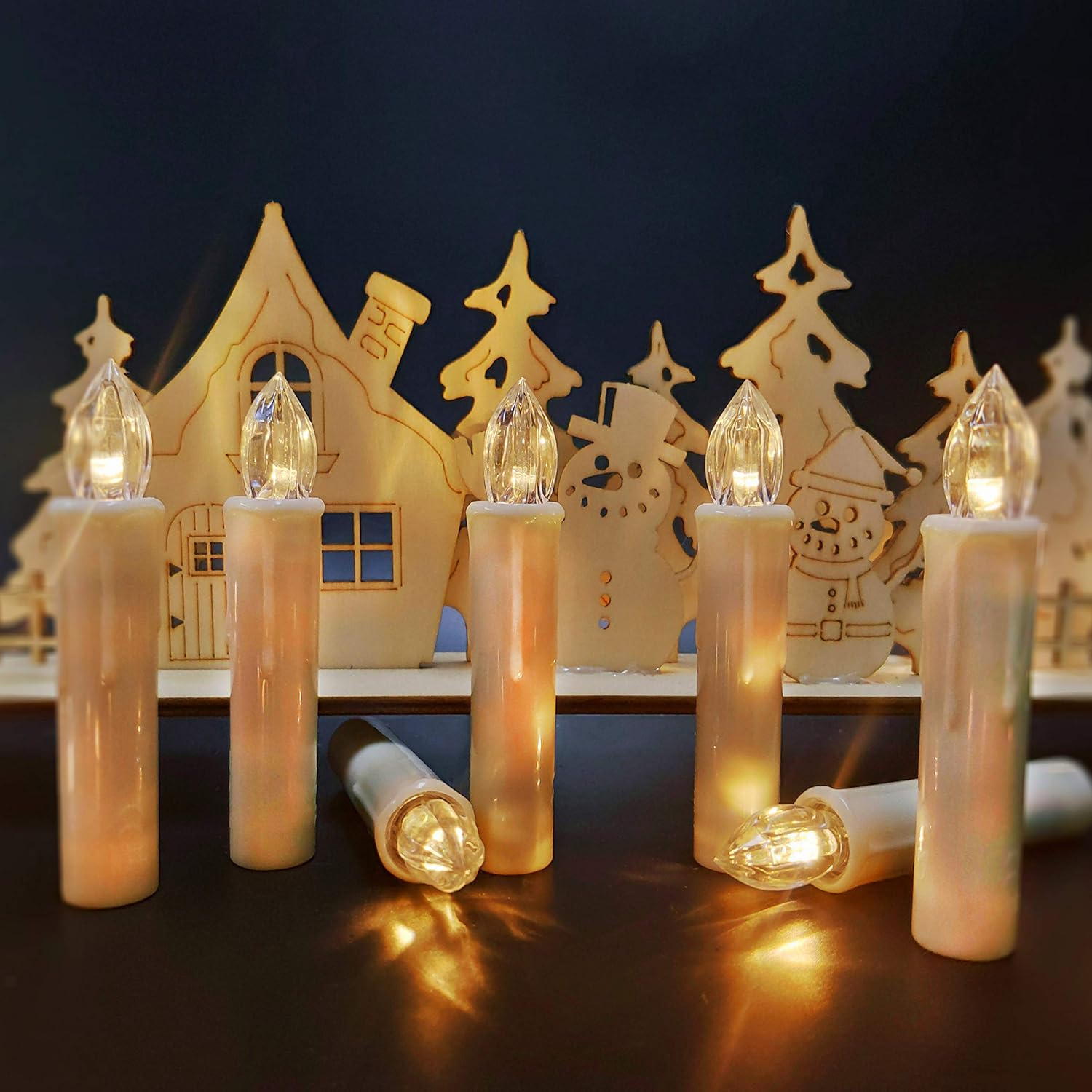 Skiennix 10 PCS LED Flameless Taper Candles - Battery Operated with Remote Timer | Perfect for Christmas & Weddings