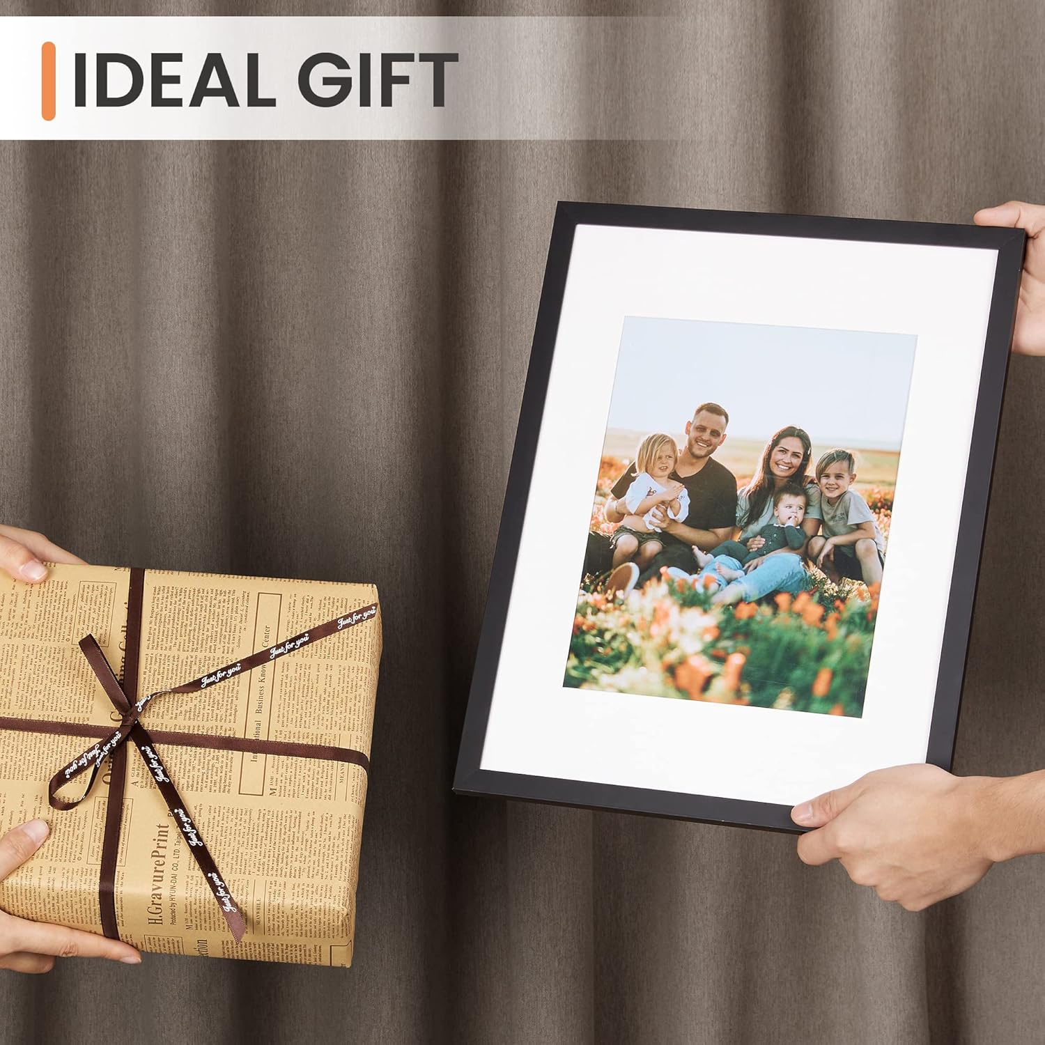 Upsimples 12x16 Picture Frame - Versatile Display for 8.5x11 Photos with Mat or 12x16 Without Mat, Black
