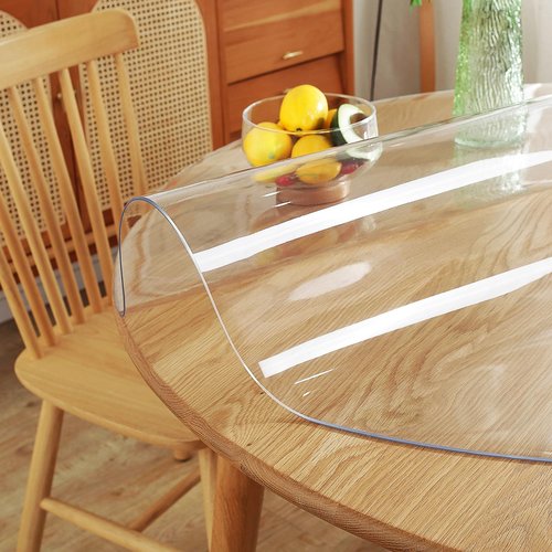 Warmstar Clear Table Protector 2mm Thick, Dia.54 Inch Round Clear Table Cover Protector, Plastic Table Cover, Clear Desk Mat Desk Pad, Desk Protector Mat for Coffee Table, Writing Desk, Dining Room