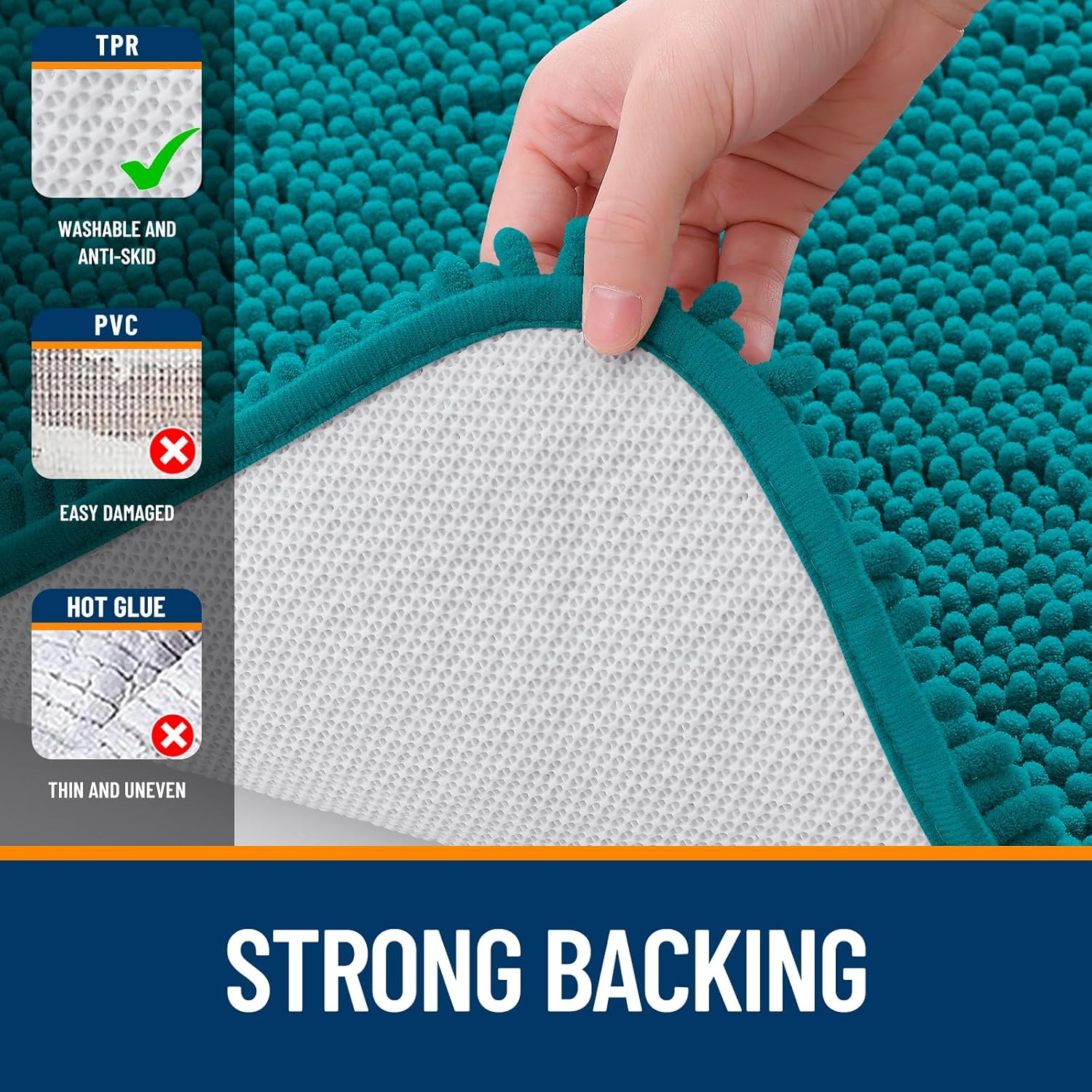 OLANLY Large Bathroom Rugs - Extra Soft Chenille Bath Mats | Quick-Dry, Machine Washable, Deep Lake 70x46