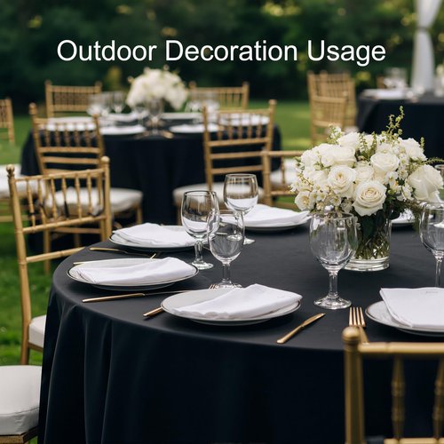 joybest 6 Pack Round Tablecloths 120 Inch Black Polyester Table Cloth, Stain and Wrinkle Resistant Washable Fabric Table Cover for Wedding, Party, Reception, Banquet, Dining