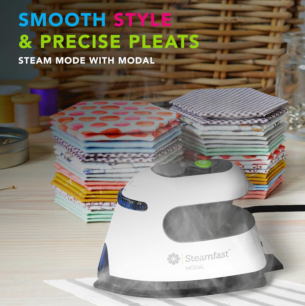Steamfast Craft Steam Iron - Dual-Voltage, Non-Stick Sole Plate, Quick Heat, Portable & Easy to Clean | White