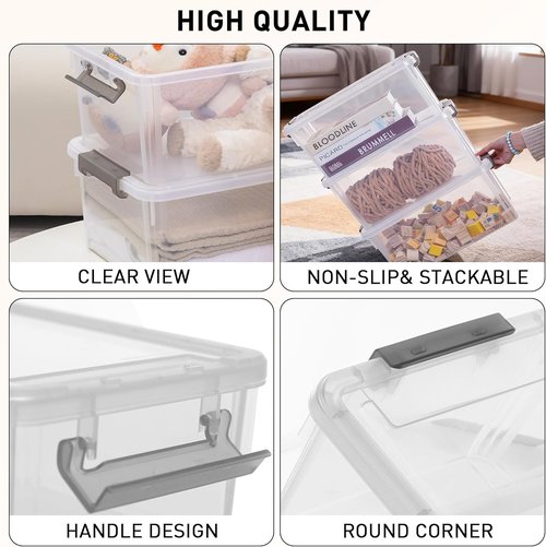 Citylife 17 QT Plastic Storage Bins - Stackable Latching Containers for Organizing Home & Garage