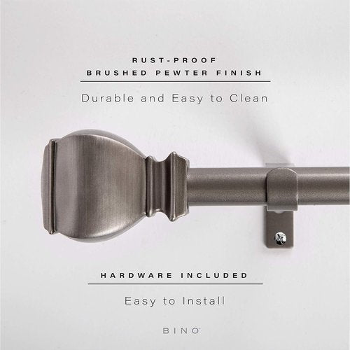 BINO Window Curtain Rod - Adjustable 42" to 120" Antique Nickel | Stylish Drapery Solution