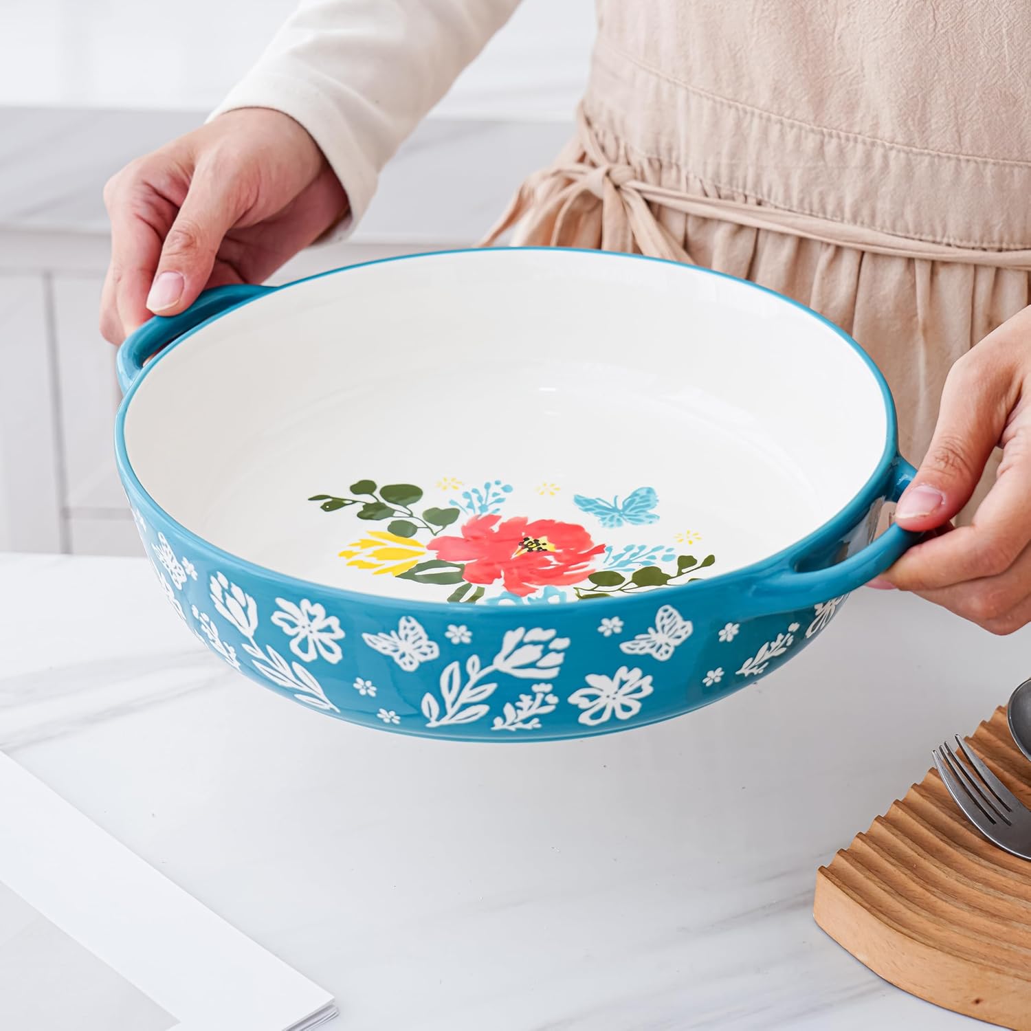 Wisenvoy Ceramic Pie Pan - Non-Stick Deep Dish Pie Plate | 9.8 Inches Porcelain Bakeware