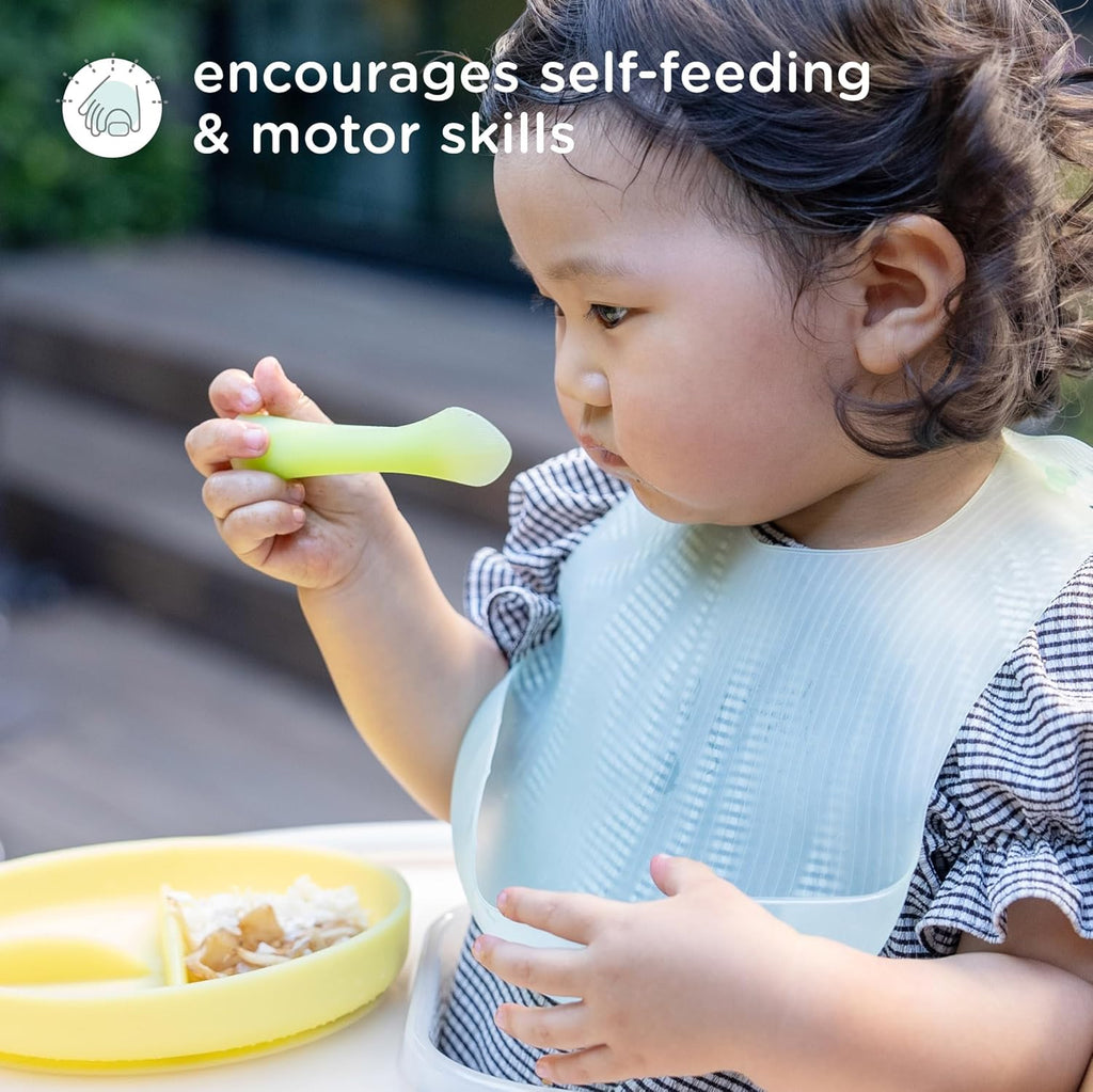 Olababy Soft-Tip Silicone Training Spoon Set - Perfect for Baby-Led Weaning | 2-Pack