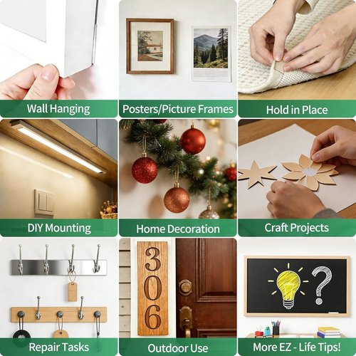 EZlifego Heavy-Duty Double Sided Tape - Clear Nano Adhesive for Picture Hanging (9.85FT)