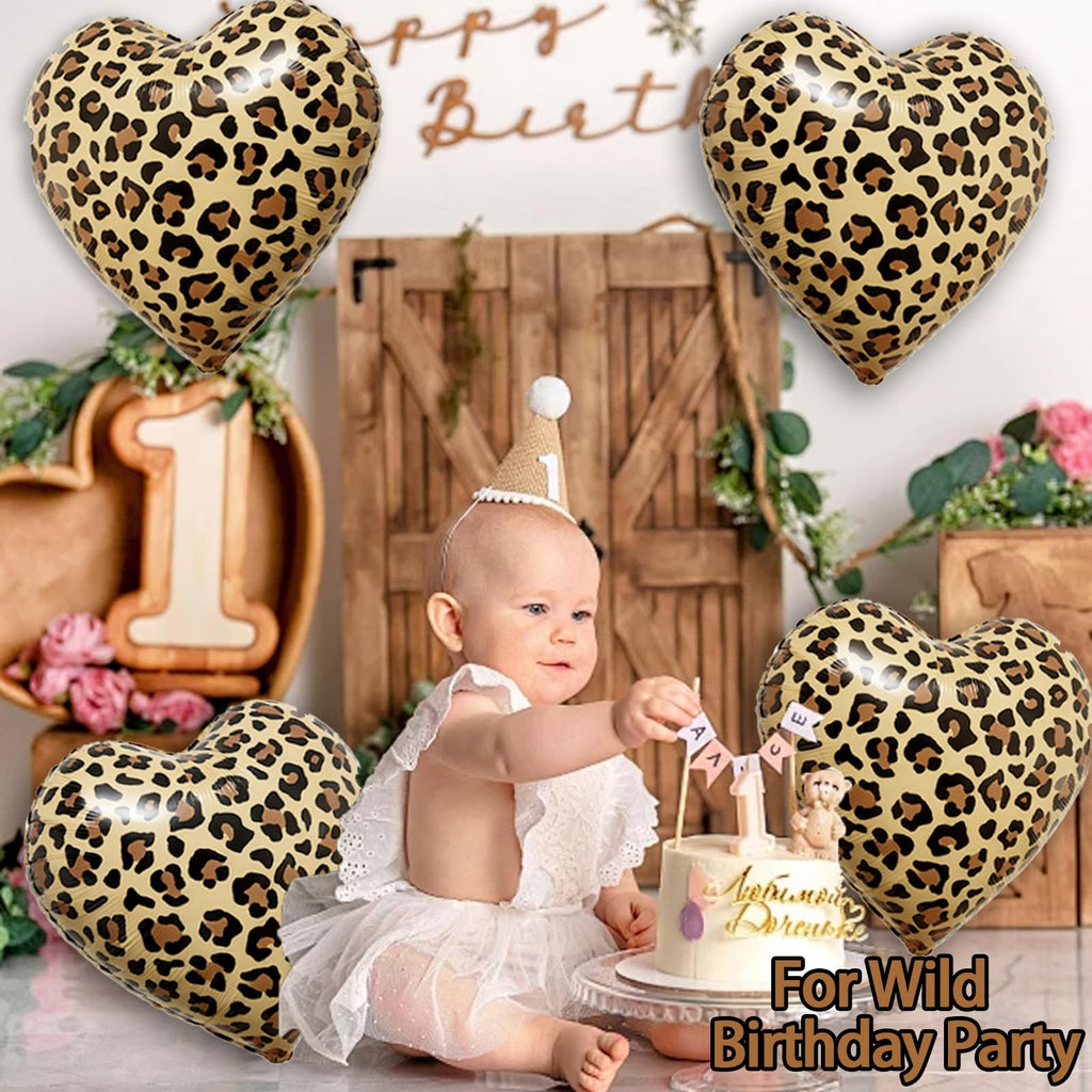 12 Pcs Leopard Print Heart Balloons 18 Inch cheetah Heart Shaped Foil Balloons for Valentine's Day Wedding Bridal Shower Engagement Birthday Party Camo Animal Jungle Party Supplies