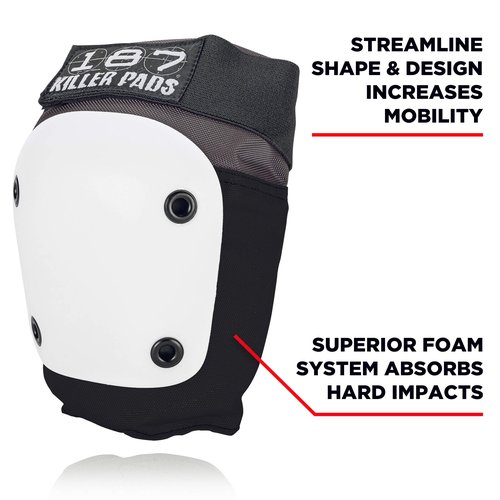 187 Killer Pads Fly Knee Pad, Grey/White, Medium
