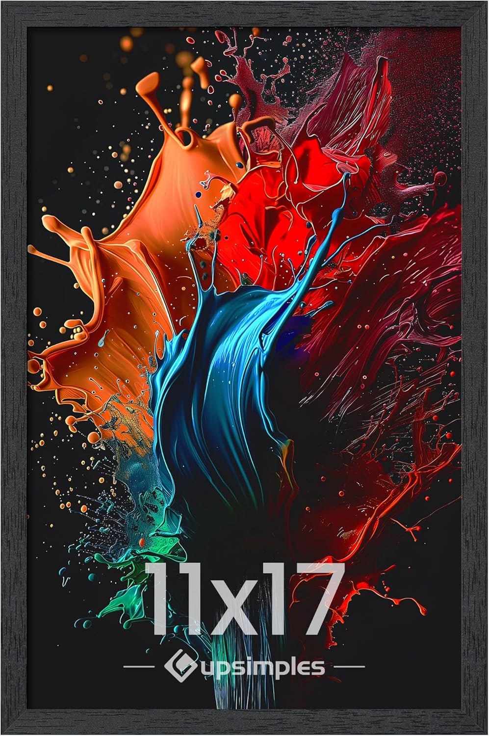 Upsimples 11x17 Picture Frame - Stylish Black Wall Gallery Frame for Photos | Durable Engineered Wood