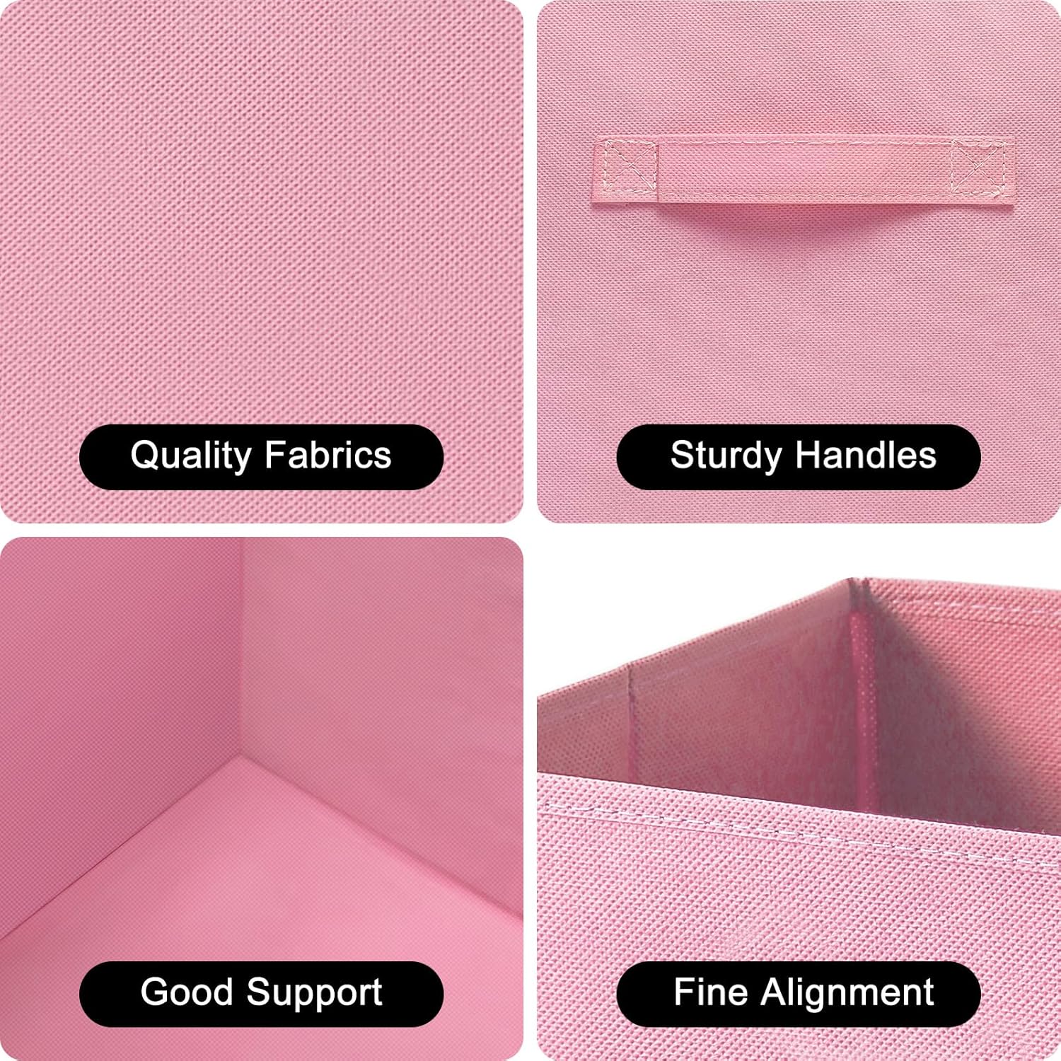 Skiennix Fabric Storage Bins - 6 Pack Collapsible Cube Organizer for Closet & Living Space | Foldable Boxes with Handles (Pink, 11 Inch)