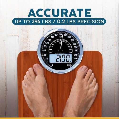 ZENO Hybrid 2-in-1 Analog & Digital Weighing Scale for Body Weight up to 400lbs - Thick Tempered Glass - Extra Large Display - Easy to Read Digital Bathroom Scale - New - Dark Wood