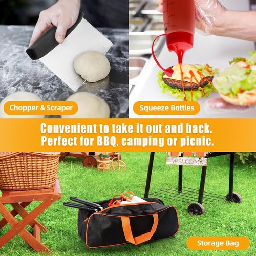 CEKEE Griddle Accessories Kit - 10-Piece Flat Top Grill Set with Smash Burger Press & Spatulas for Outdoor BBQ