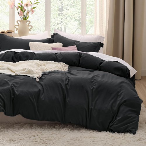 Bedsure Black Duvet Cover Set - Extra Soft King Size Bedding, 3 Pieces with Zipper Closure, 104x90 Inches
