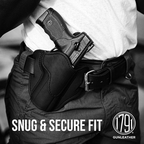 1791 GUNLEATHER G19 Holster - Right Hand OWB G19 Leather Holster for Belts - Fits Glock 19, 23, 26, 27, H&K VP40 and Springfield XDS