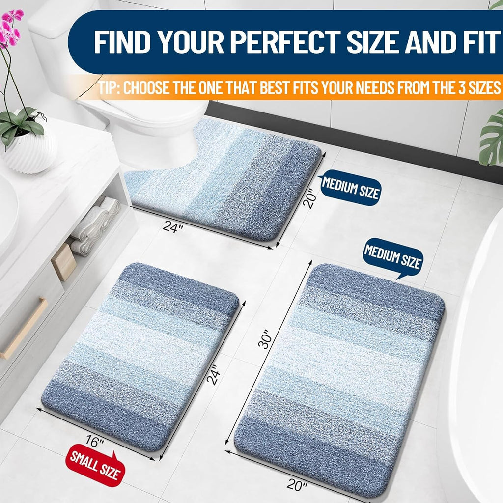 OLANLY Bathroom Rug Mat - Extra Soft Microfiber Bath Mat | Non-Slip Plush Shaggy Design, 30x20, Blue