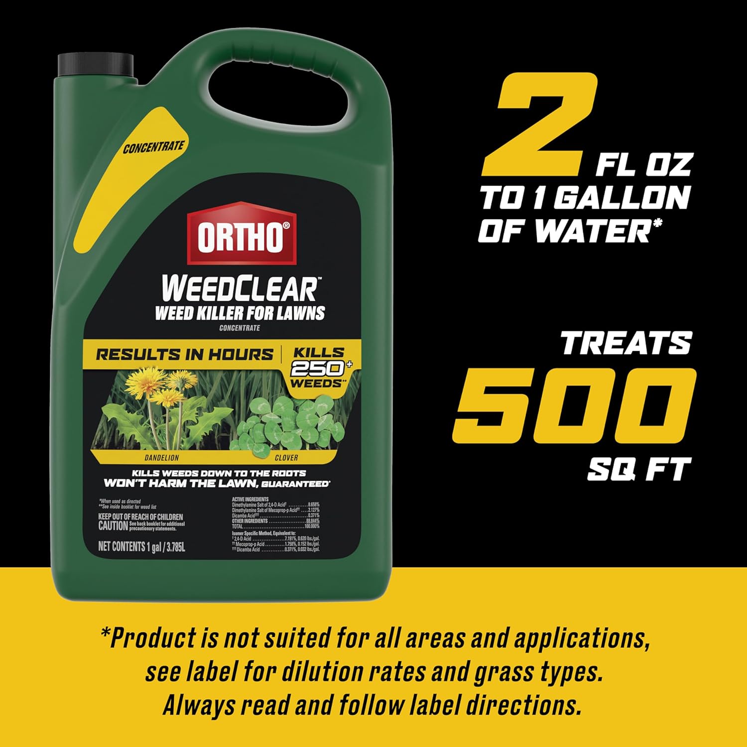 Ortho WeedClear Weed Killer Concentrate - Effectively Kills Dandelions & Clover | 1 Gallon