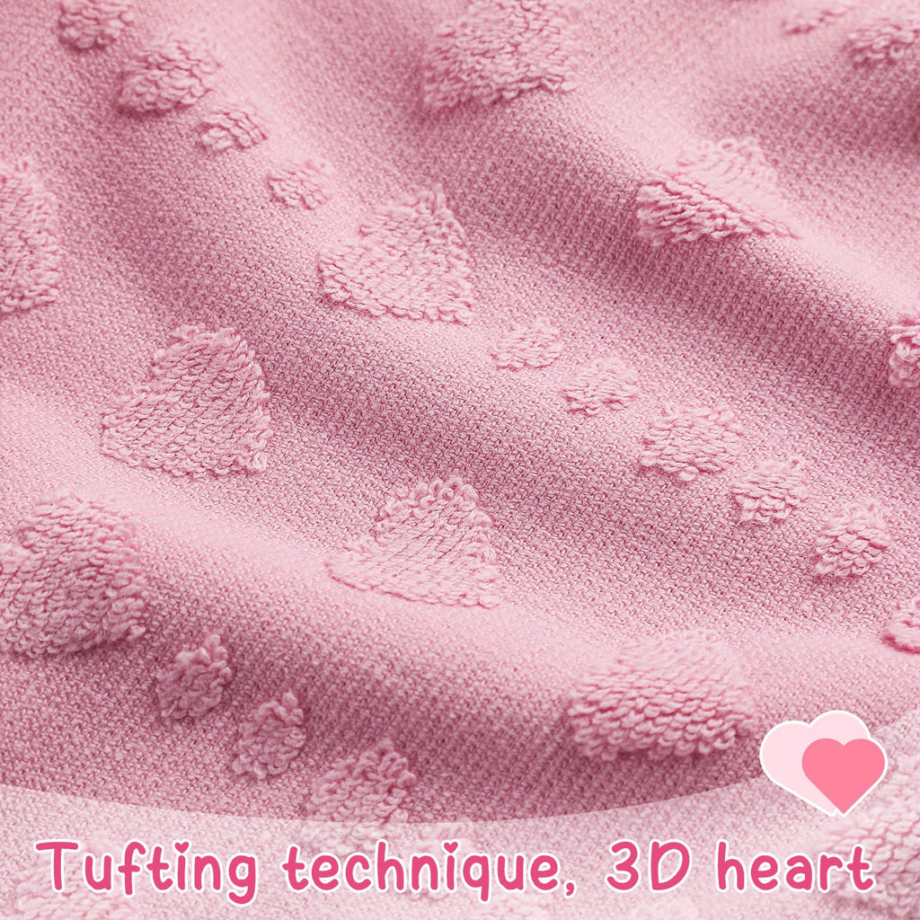 Peryiter 2 Pcs Valentine's Day 3D Heart Hand Towels with Tassel Valentines Decor 100% Cotton Red Pink Bathroom Towel Decorative Absorbent Bath Towel for Kitchen Drying Cleaning, 13.78 x 33.46 Inch