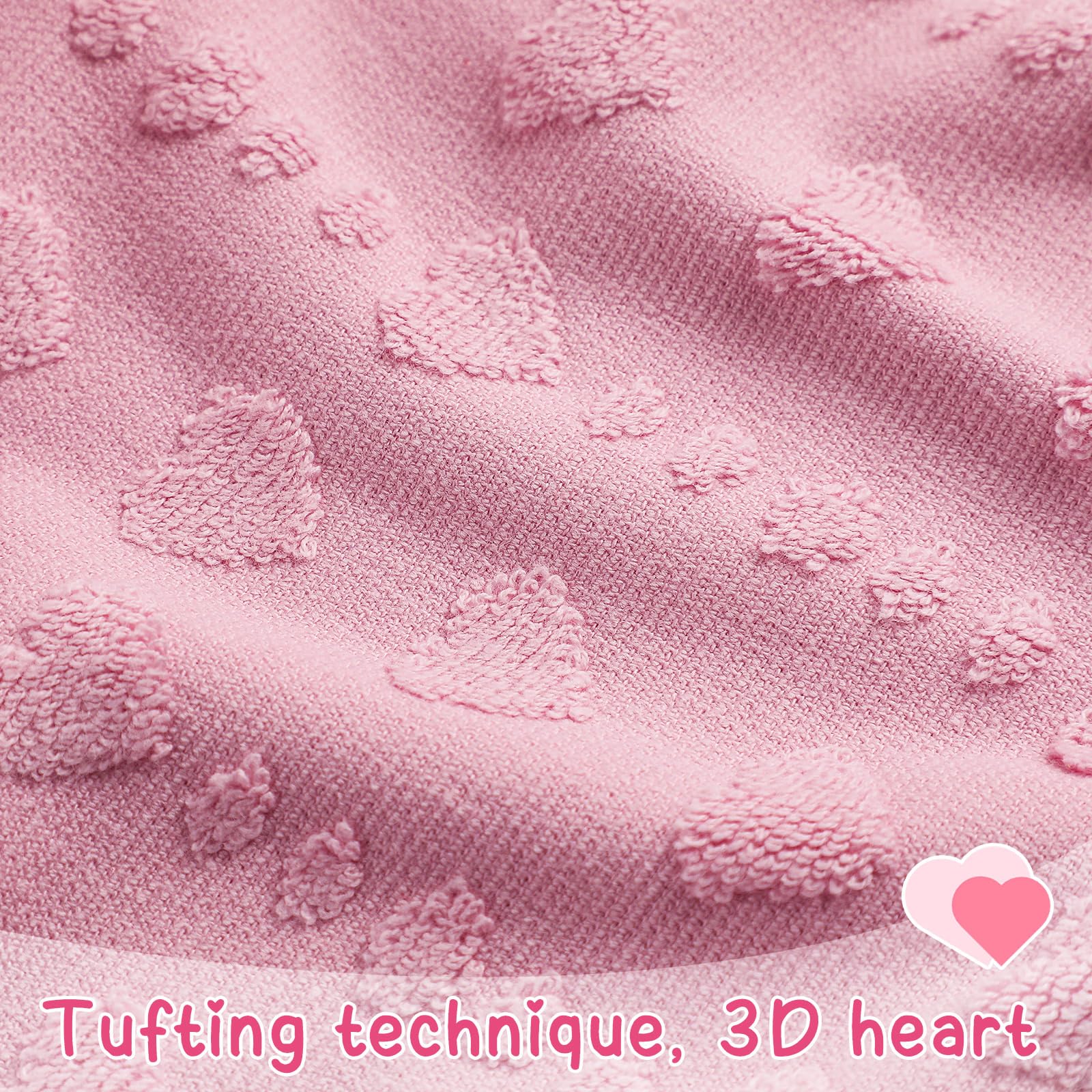 Peryiter 2 Pcs Valentine's Day 3D Heart Hand Towels with Tassel Valentines Decor 100% Cotton Red Pink Bathroom Towel Decorative Absorbent Bath Towel for Kitchen Drying Cleaning, 13.78 x 33.46 Inch