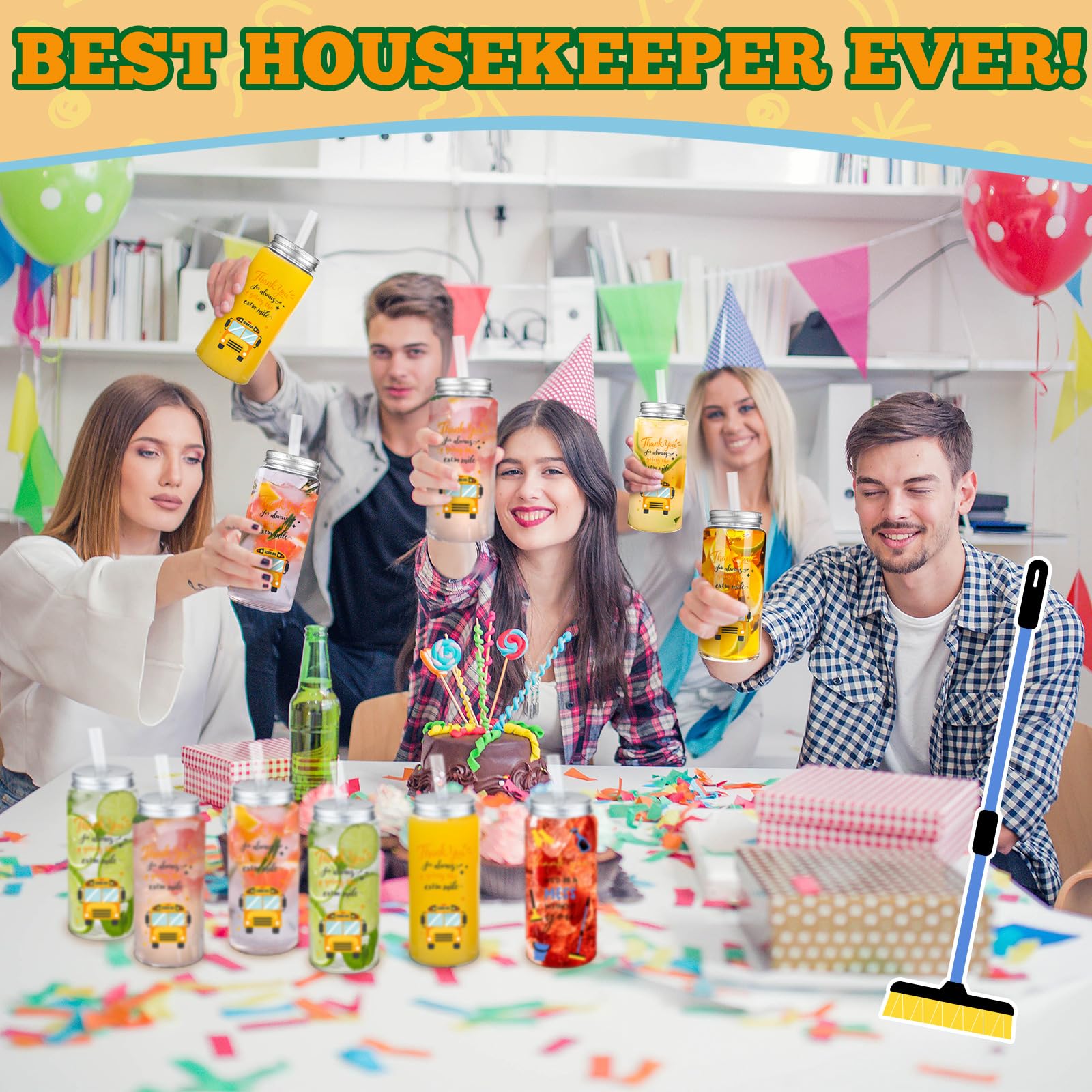 Skylety 24 Pcs School Bus Driver Gift Cup Bulk, School Bus Driver Appreciation Gifts 4 oz Plastic Cup Thank You for Always Going The Extra Mile Tumbler with Lids and Straws for Men Drivers