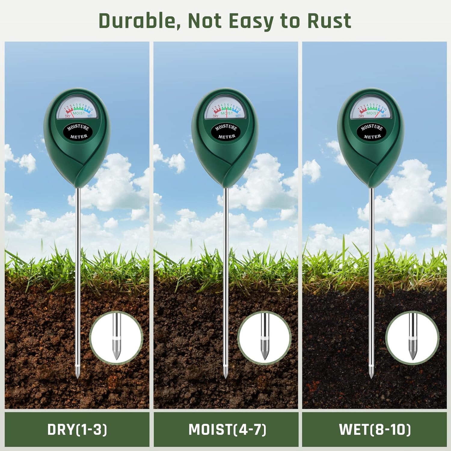 Skiennix Plant Moisture Meter - Accurate Soil Water Level Indicator for Indoor & Outdoor Use | 2-Pack Green