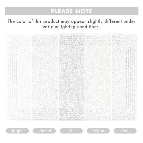 Madison Park Splendor Reversible 100% Cotton Tufted Bathroom Rug-3000 GSM Hotel Quality Luxurious Plush Medium Pile Bath Mat Absorbent, Quick Dry, Shower Room Décor, 24x36 White