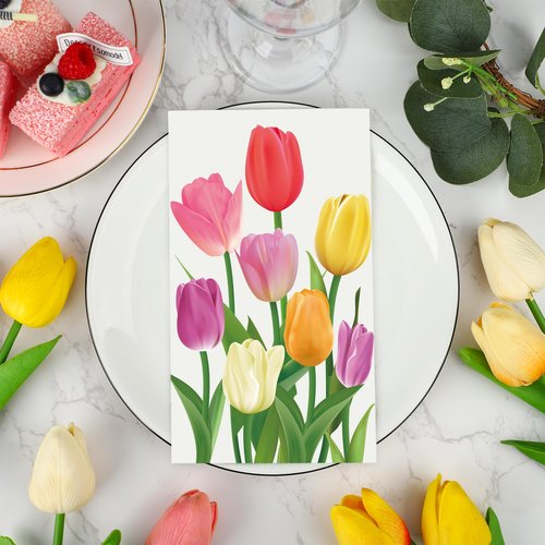 100 Pcs Spring Floral Guest Napkins Tulip Paper Napkin 3 Ply Disposable Spring Flower Party Napkins Watercolor Floral Dinner Paper Hand Towels for Bathroom Bridal Shower Wedding Birthday Party Supply