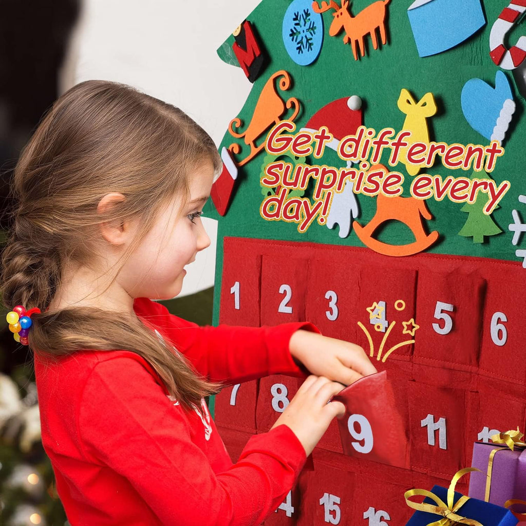 TOY Life Christmas Advent Calendar - 2025 Countdown with 24 Pockets & Felt Santa Decoration