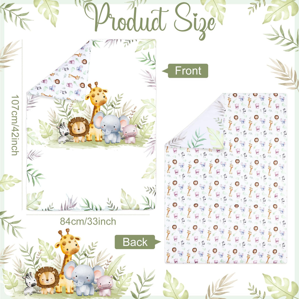 Hahafelt 4 Pieces Baby Crib Bedding Set for Girls and Boys, Soft Baby Bedding Set Including Crib Skirt, Comforter, Sheet and Diaper Stacker for Nursery (Wildlife Theme)