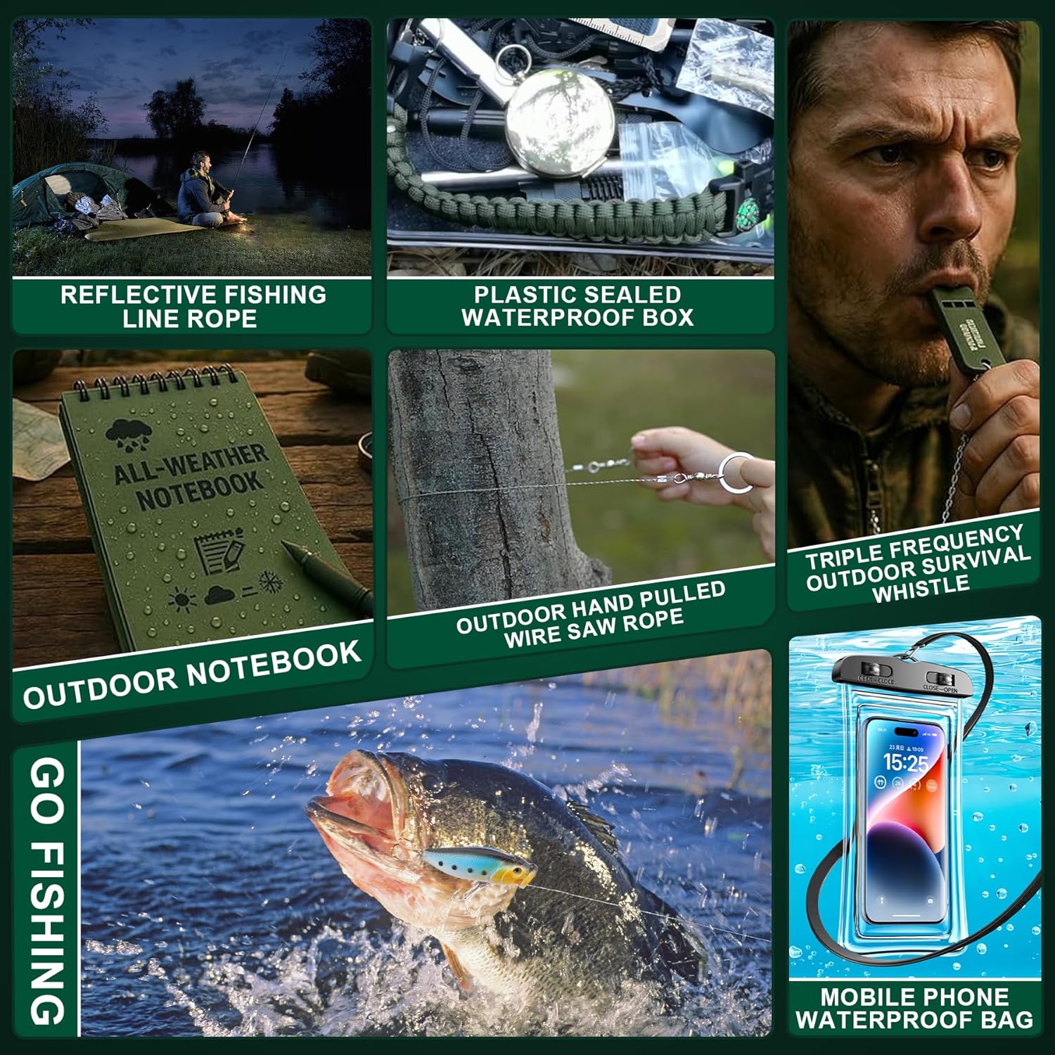 Survival Kit Advent Calendar 2025 - 24 Days of Essential Camping, Fishing & Hiking Tools | Perfect Xmas Gifts for Outdoor Enthusiasts