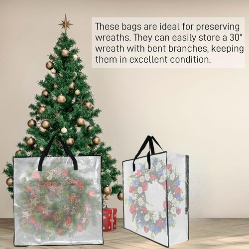 Clear Storage Bags by [Brand Name] - 3 Pack with Zipper & Handles for Wreaths | Ideal Gift Bag Organizer