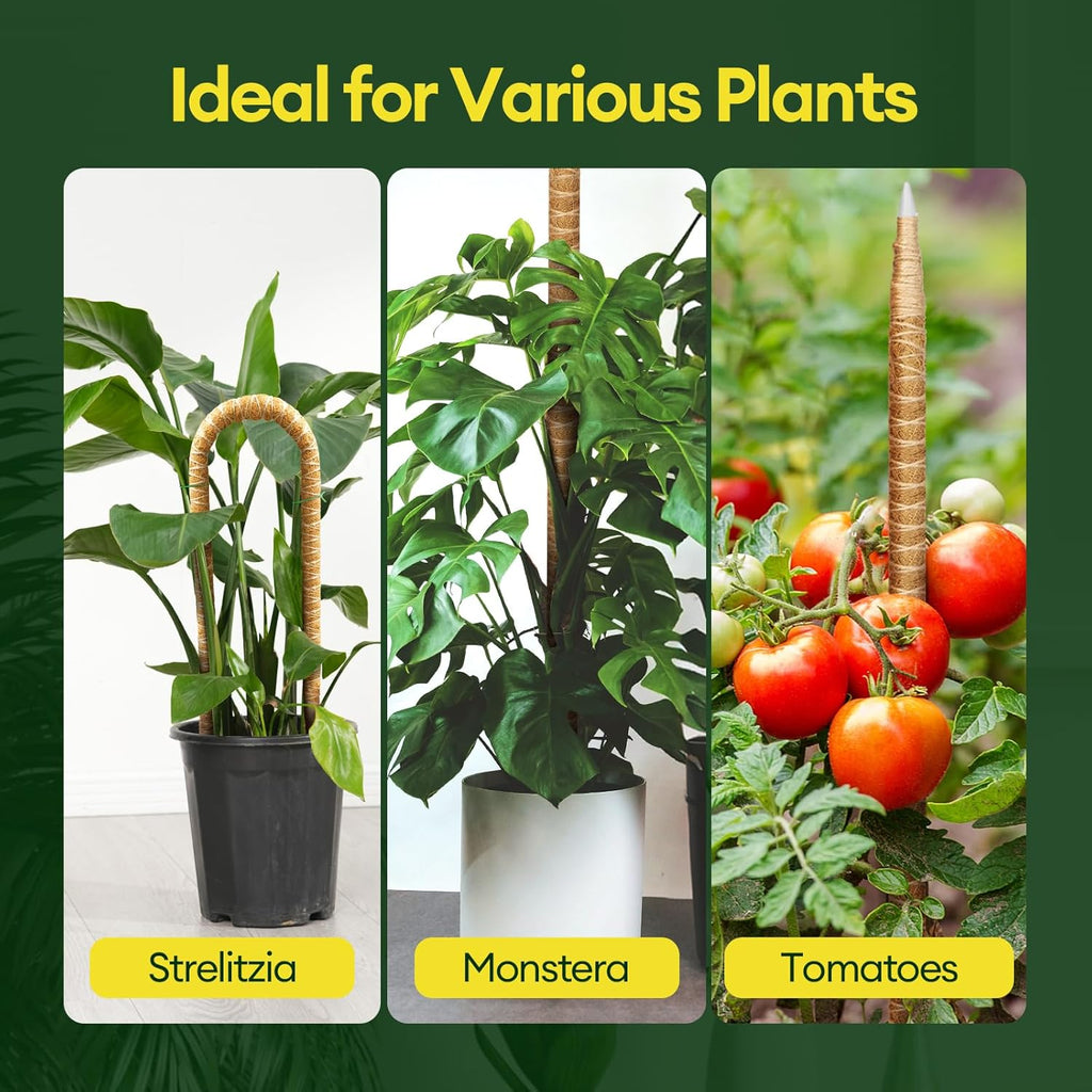 Maygrove 48” Bendable Moss Pole - 3-Pack Plant Support for Monstera & Climbing Indoor Plants