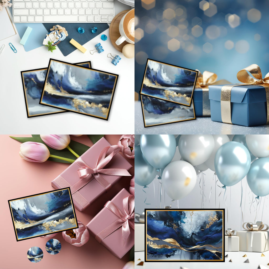 smart scribbles Rainbow Agate Blank Note Cards Set, 24 Cards with Envelopes, 4x6 Inches, Gold Foil Border, Thank You Cards with Seals
