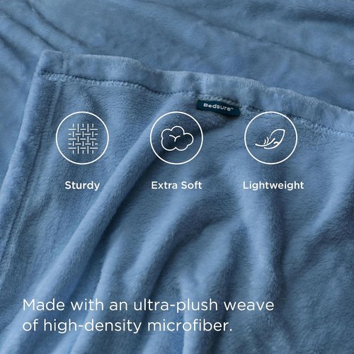 Bedsure GentleSoft Fleece Blanket - King Size Washed Blue Plush Microfiber, 108x90 Inches for Cozy Comfort