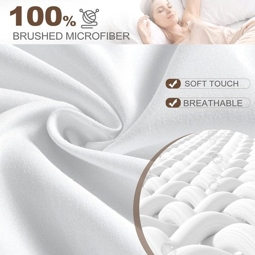 FreshCulture Queen Fitted Sheet - Ultra Soft, Breathable Microfiber with Deep Pockets | Cooling White Design
