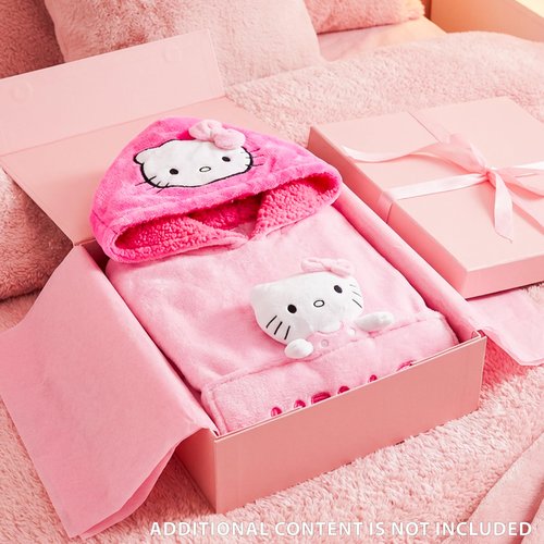 Hello Kitty Sanrio Blanket Hoodie Girls Teens, Kawaii Oversized Fleece Wearable Blanket with Plush Loungewear Gifts for Girls (Pink Hello Kitty)