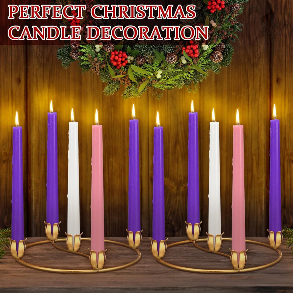 Sliner Christmas Flower Advent Wreath Ring - 5 Candle Holder Metal Centerpiece for Holiday Decor