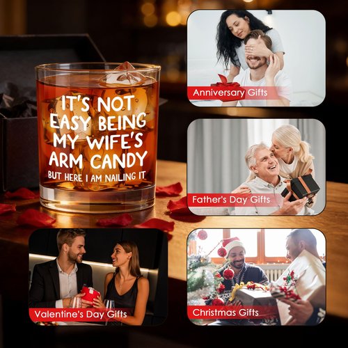 AXIARA Husband Valentines Day Gifts - 11 oz Engraved Crystal Whiskey Glasses - Anniversary Wedding Gift for Him, Birthday Gifts for Husband from Wife, I Love You Gift for Him Men
